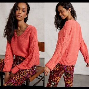 Anthropologie Pilcro Marla Chunky Coral Sweater